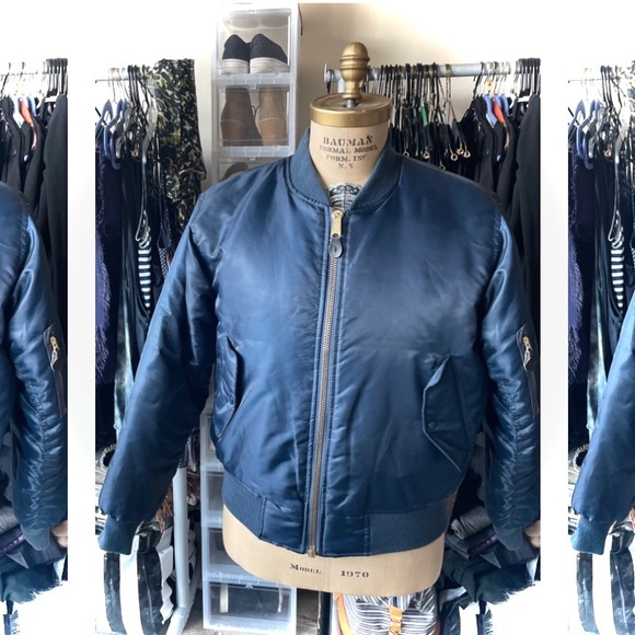 ROTHCO | S | MA-1 FLIGHT Men’s Navy Blue Technical Zip Cargo Bomber Jacket - Picture 14 of 16